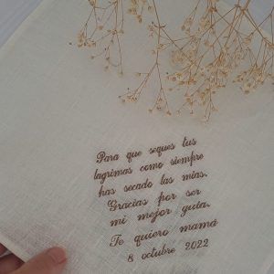 Pañuelo señora de lino con dedicatoria